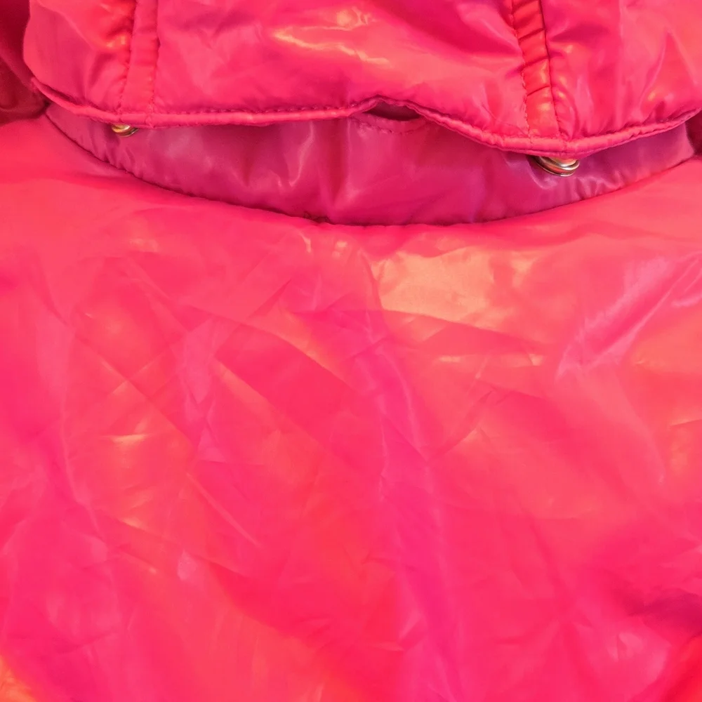 The Children's Girls Kid Place Pink Puffer Jacket Coat With Faux Fur Hood 14